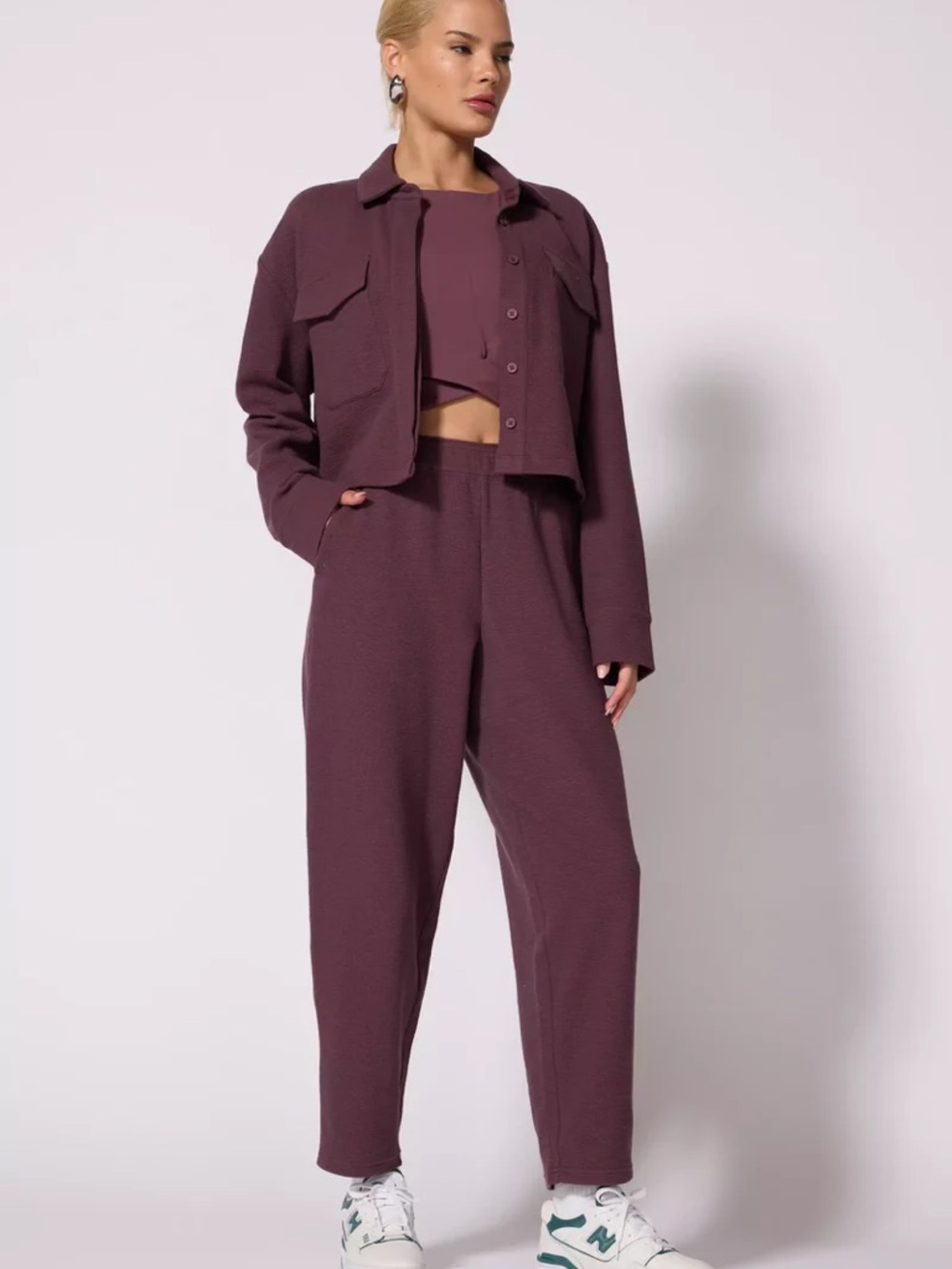 MPG Cropped Button-Front Jacket in Plum BNWOT - Picture 2 of 7